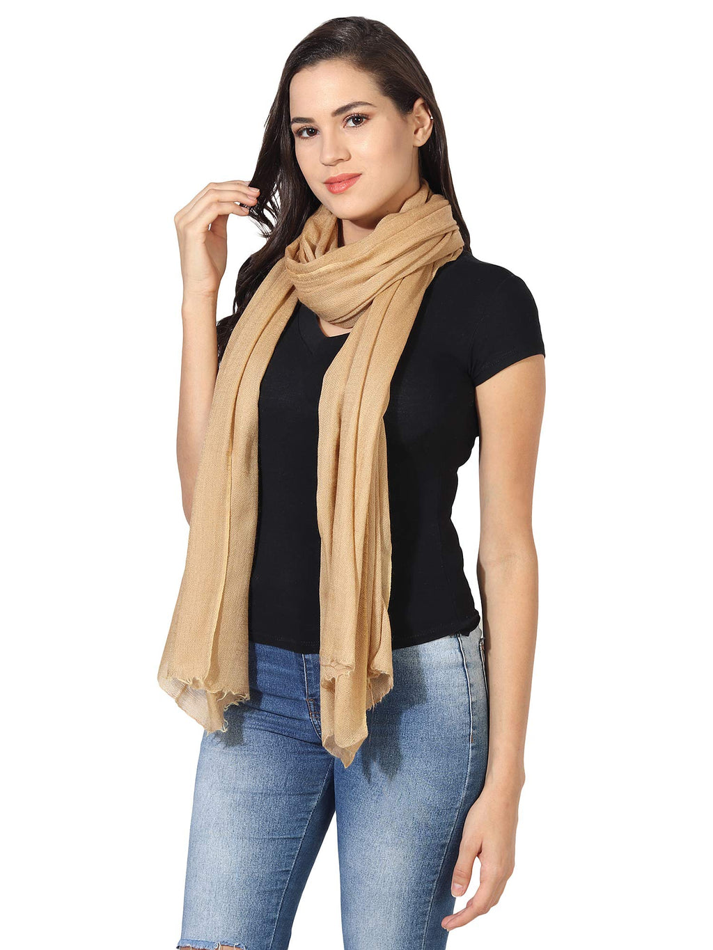 MUFFLY Fine Blended Ultra Soft & Warm Wool Silk Unisex Pashmina Shawl, Stole & Wrap with Hanger (Mustard)