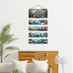 Artvibes Lord Ganpati Koi Fish & Rural Village Auspicious Wooden Art Work Wall Hanging | Spiritual Decor Items | Paintings | Wall Illustrations| Stylish Modern Decor Item | Ideal Gifts (WH_6731N)
