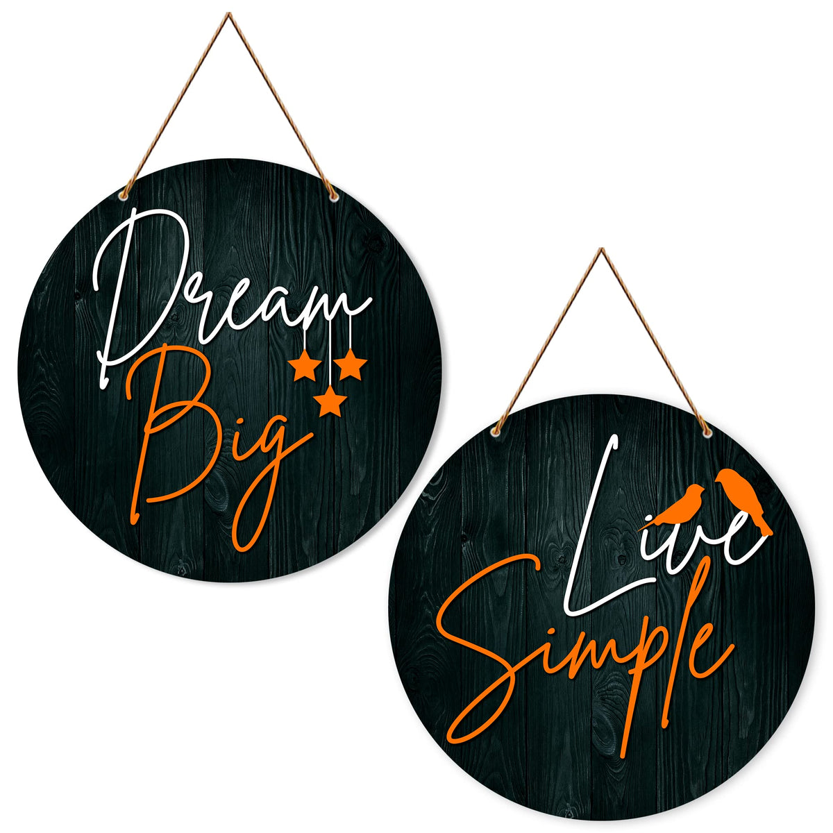 Artvibes Dream Big Live Simple Quote Wall Hanger for Home | Office | Living Room | Gift | Wooden Wall Hanging Decor | Home Decoration Items For Bedroom | Wall Decor Hanging Items (WH_4108N), Set of 2