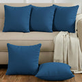 Yellow Weaves Cotton Canvas Decorative Cushion Covers, (24 X 24 Inches), Set of 5, Denim Blue