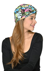 The Headscarves Beautiful Printed Bamboo Viscose Headscarf with Brooch – Stylish Chemo Headwear for Women, Hijab Head Wrap, Cancer Turban Scarf, Breathable Head Cover for Hair Loss Multicolour