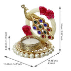 eCraftIndia Metal Peacock Floral Decorative Tea Light Candle Holder for Diwali, Navratri, Ganesh Chaturthi, Christmas, New Year| Tea Light Holders for Home Decor | Diwali Decoration Item