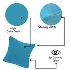 Yellow Weaves Cotton 250 TC Canvas Decorative Cushion Covers, (16 X 16 Inches), Set Of 2, Sky Blue