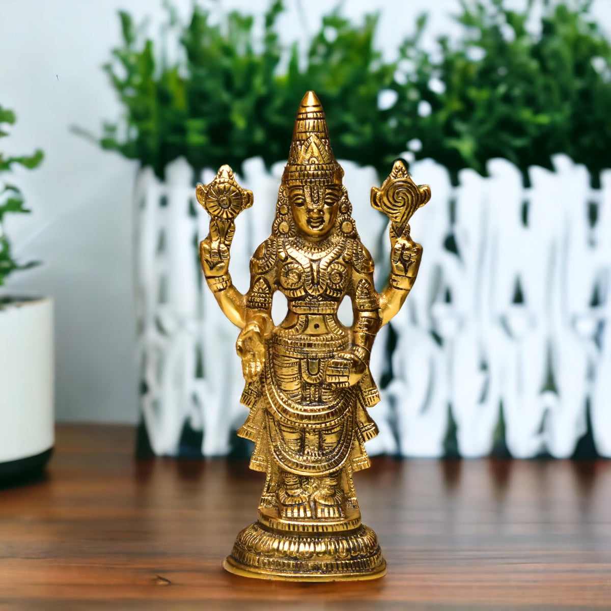 KridayKraft Aluminium Balaji Statue, Venkateswara Idol Lord Thirupathi Murti Lord Balaji Idols, Tirupati Idol God Statue Showpiece, Venkateswara, Home Décor Gifts,Half Gold, 1 Piece