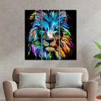 VIBECRAFTS Homcraft 3 Pieces Multicolor Head Of Lion Canvas Wall Painting Fitted With Wooden Frame For Home | Office | Living Room | Gifts (PTVC3Pcs1_9533)