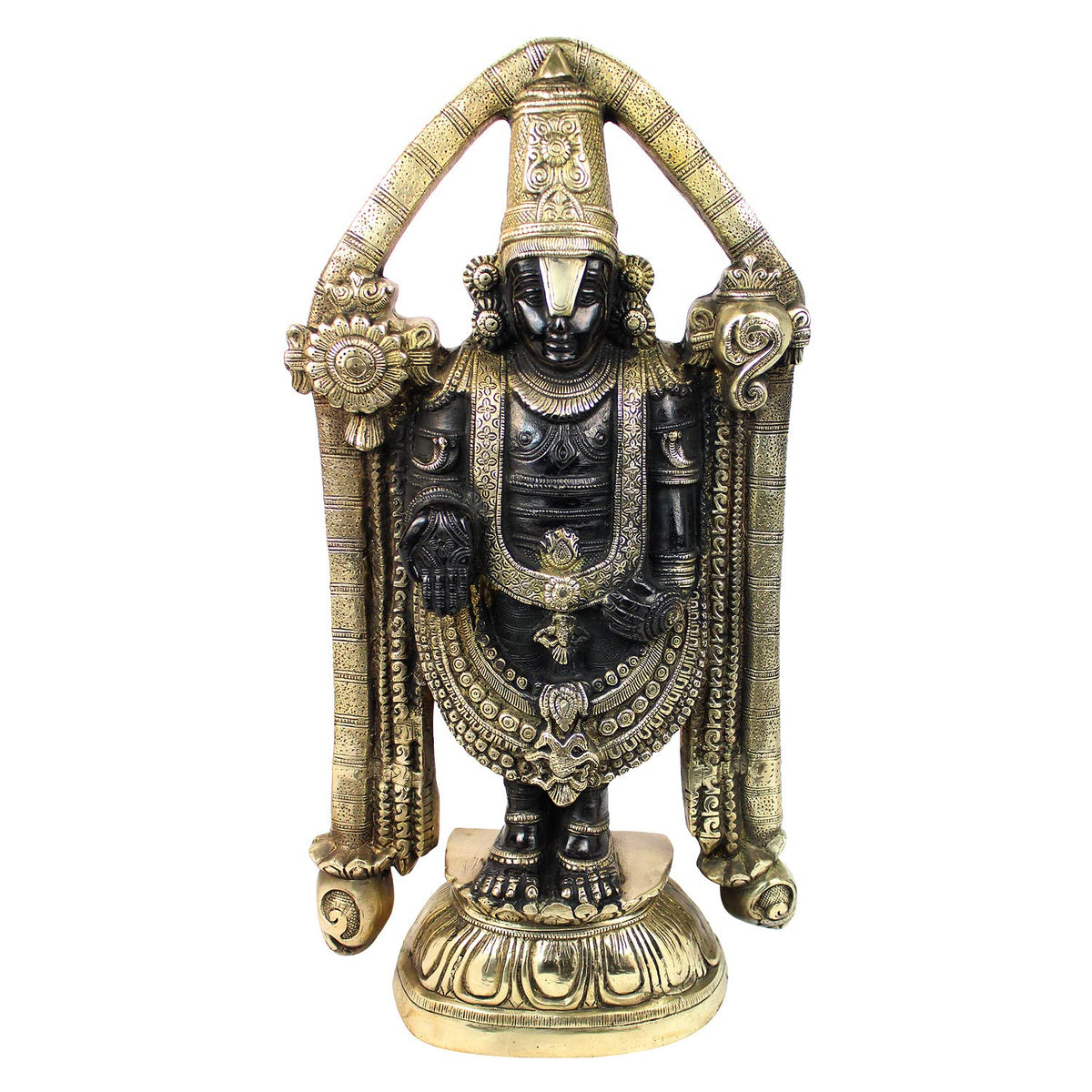 ARTVARKO Big Brass Lord Tirupati Blessing Balaji Statue God Venkateswara Incarnation of Vishnu Sculpture for Health Wealth Figurine Home Decor Height 23 Inches