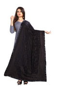 AKSHAR LLC Miss India Women's Chiffon Dupatta with Karachi Embroidery Work_027 (black)