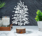 Hindcraft Clear Quartz Crystal Tree Home Decor Showpieces for Good Luck Money Crystal Tree Gift Items Office Bedroom Decor Wedding Gift, Silver Wire, 10 inch