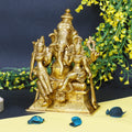ARTVARKO Brass Ganesh with Riddhi Siddhi Idol Ganesha Bhagwan Statue Ganpati Murti for Home Entrance Décor Gift Diwali Festival Good Luck Marriage Mandir Height 7 Inches