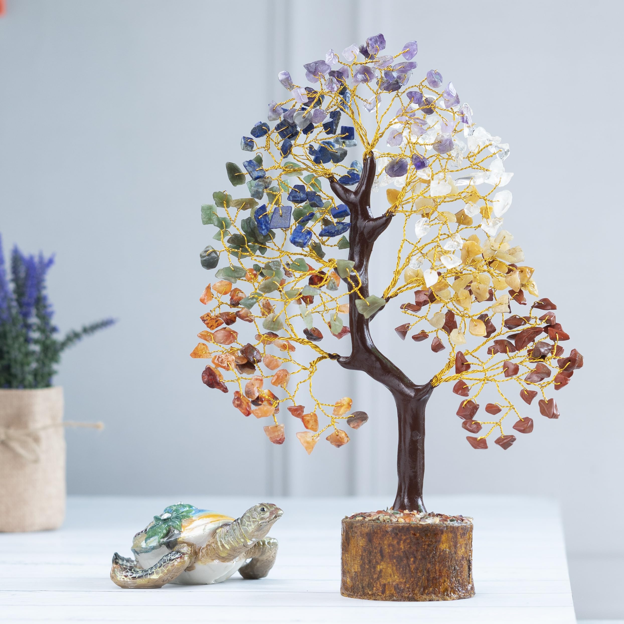 ZAICUS Seven Chakra Crystal Tree Showpiece for Home Decoration | 8-10 Inch