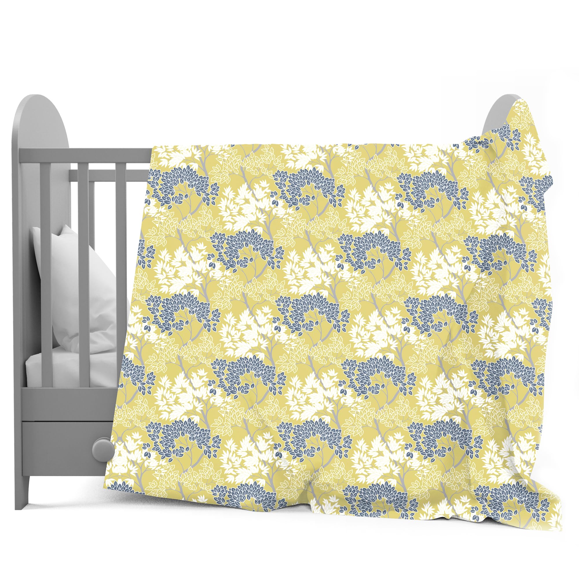 Divine Casa Floret 100% Cotton Single Kids Dohar | 120 GSM | Soft & Lightweight Throw Blanket | Cozy & Breathable Bedding | All-Season Comfort | 140 x 100 CM, Lemon Drop Kafalo