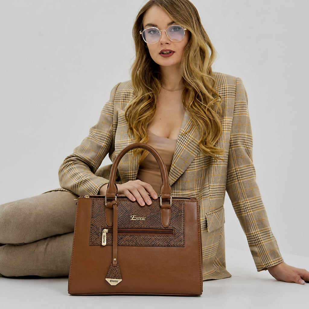 EXOTIC Urban Grace Handbag with Snake Print Panel