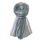 FAHABO Scarf Woman Pleated Cotton with Woven Border Scarves | Hijab Scarf | Headscarf | Neck Scarf | Stoles | Wraps (Light Grey)