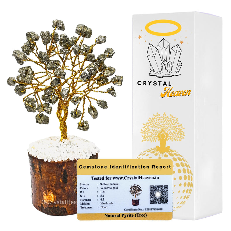 Pyrite Stone Crystal Tree with Original Raw Pyrite