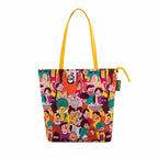 Chumbak Colorful Faces of India Tote Bag – Canvas Shoulder Bag, Ethnic Yellow Print, Stylish, Durable & Roomy for Daily Use
