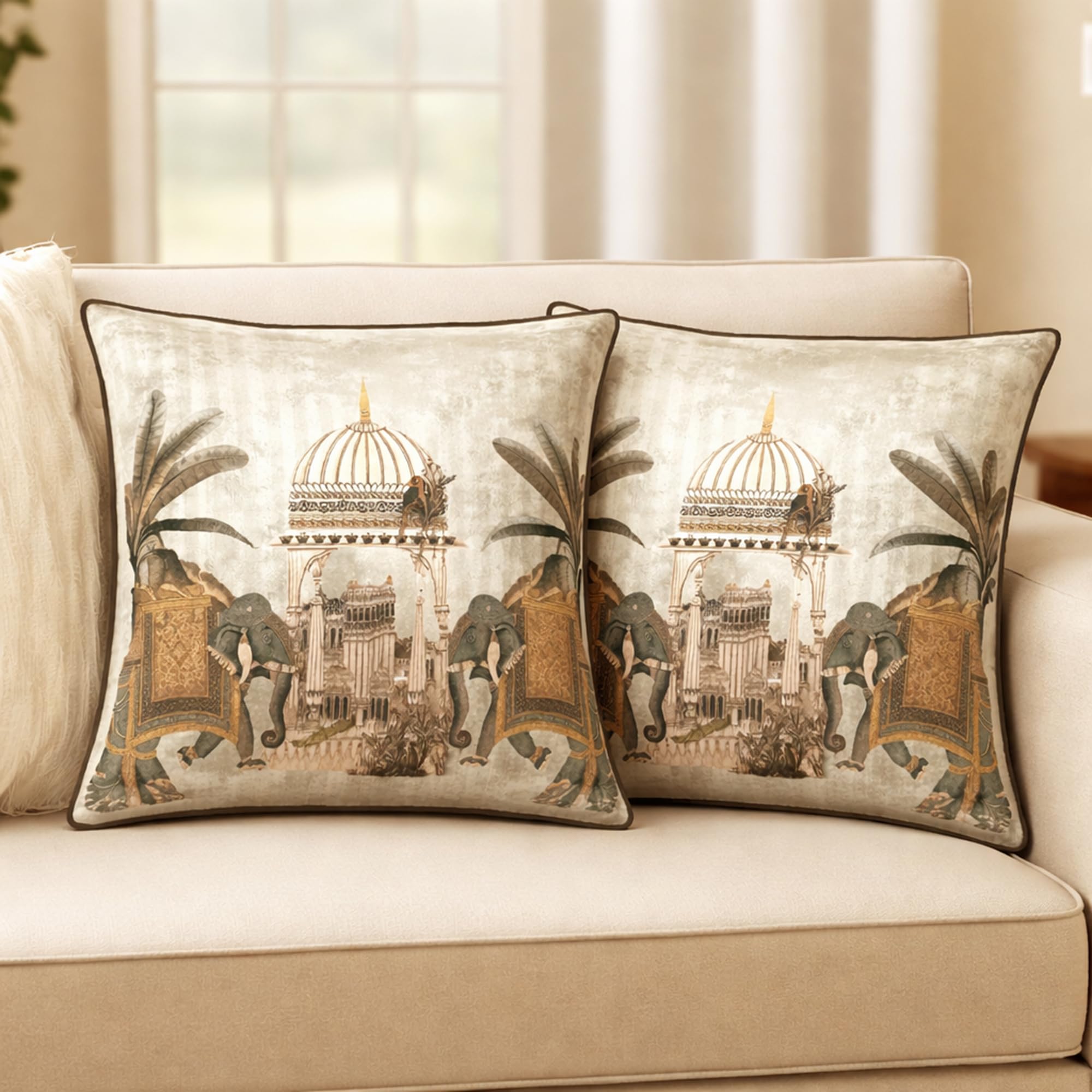 ELORA Soft Cushion Covers[16 * 16 in] (2, Heritage Ivory)