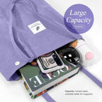 Kawn Women Corduroy Canvas Tote Bag Shoulder Cord Purse Reusable Shopping Bag Grocery Bag Large Capacity Washable Handbag Girls Shoulder Bag With Inner Pocket For Daily Use (Purple)