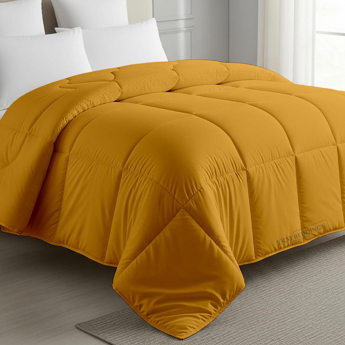 MeckHome Culture MHC- 800 Series Quilted Comforter 300-GSM Microfiber Soft/Fluffy Hypoallergenic Comforter/Quilt/Dohar/Rajai for (60 x 90 Inches) Single Bed Comforter -Gold Kafalo