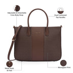 Lavie Luxe Women's Mono Raily Pro Monogram Print Tote Laptop Bag For Women | Tote Laptop Bag For Work | Ladies Purse | Stylish Shoulder Bag | Gift For Women, Maroon