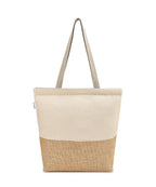 Econest Premium Canvas Totebags for Women with zipper, College Bag for Girls, 100% Organic Cotton Tote bag | beach,gift,office, school & Daily Usable strong handbag Medium size (NATURAL JUTE)