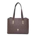 Cia Brown Tote Handbag With Monogram Detail Fits Upto 15 Laptop