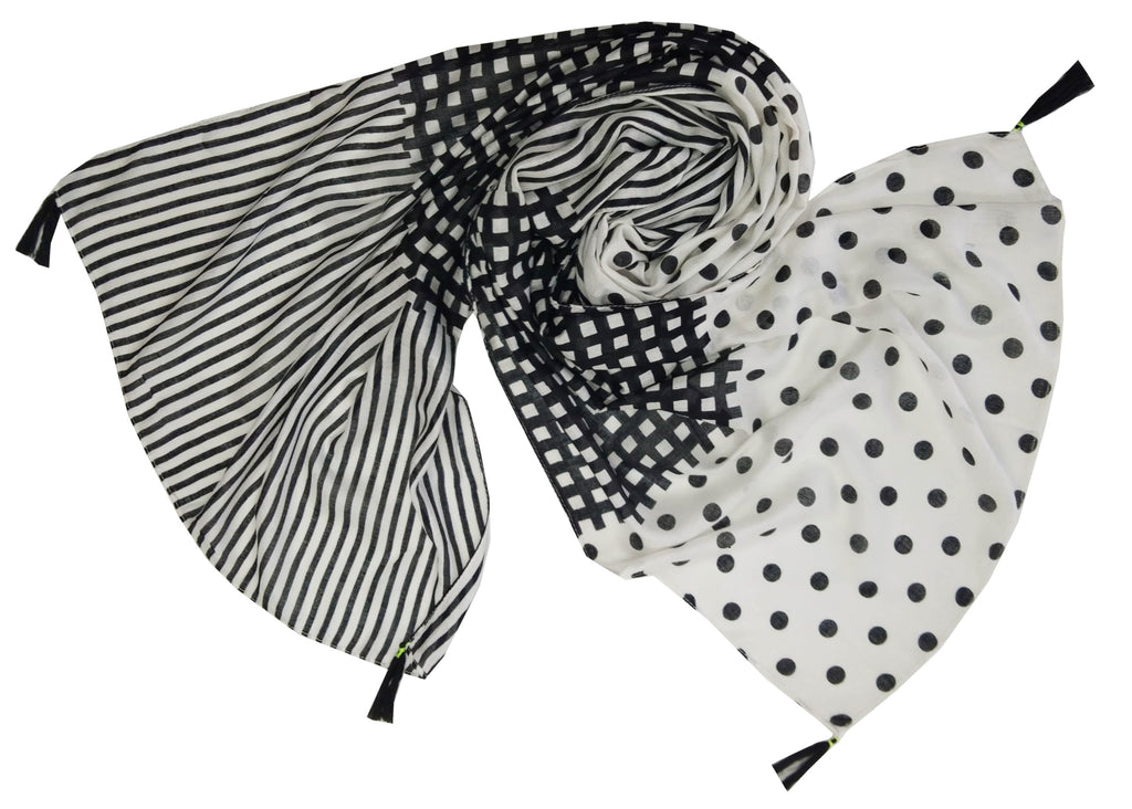 JVNINE Women Printed Scarf (Stole) With Tassels