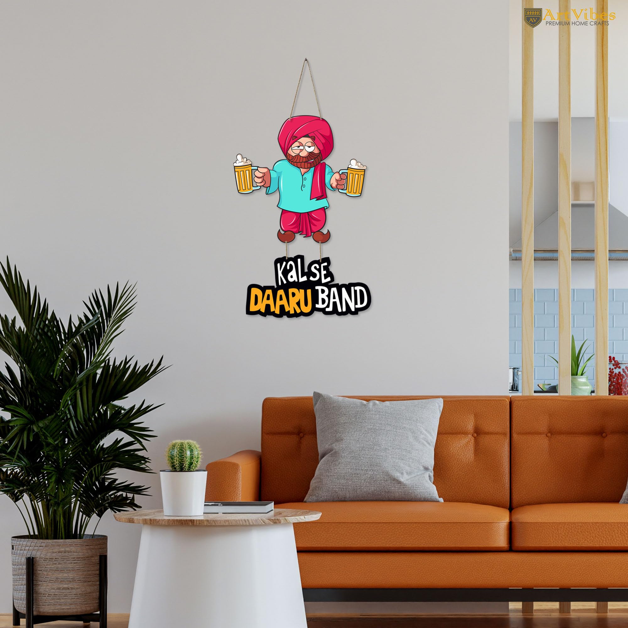 Artvibes Kal Se Daaru Bandh Printed Wooden Wall Hanging for Living Room | Quotes Decor Item | Printed Wall Decoration | Wall Poster | Graphic Print Artwork | Unique Gift | Cafe Decor(WH_5727N)