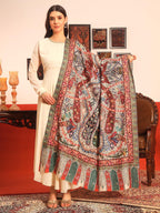 Pashmoda Women Naqshkaar Fine Wool Fabric Pashmina Kalamkari Embroidered Shawl (Size: 40x80in, 101x203cm) KAS17