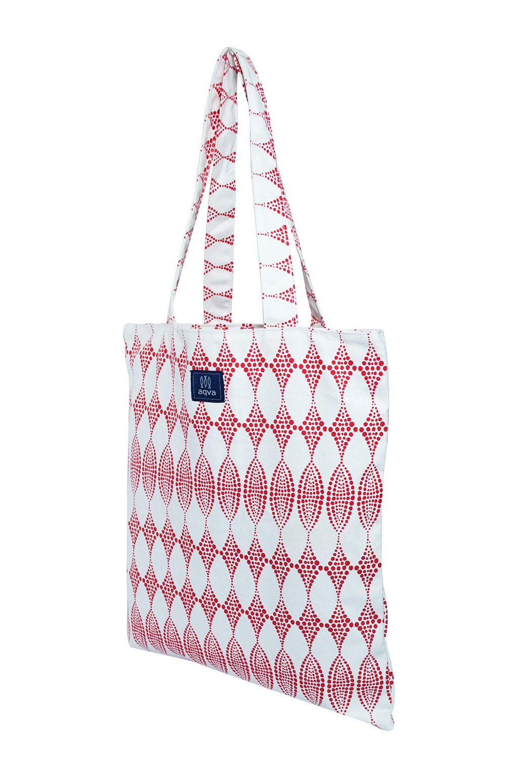 AQVA Printed Soft Cotton Canvas Tote Bag for Women | Trendy Stylish Multipurpose Handbag with Zipper | Shoulder Bag for Shopping, Grocery, Travel, Beach & Work | Ditto, Red