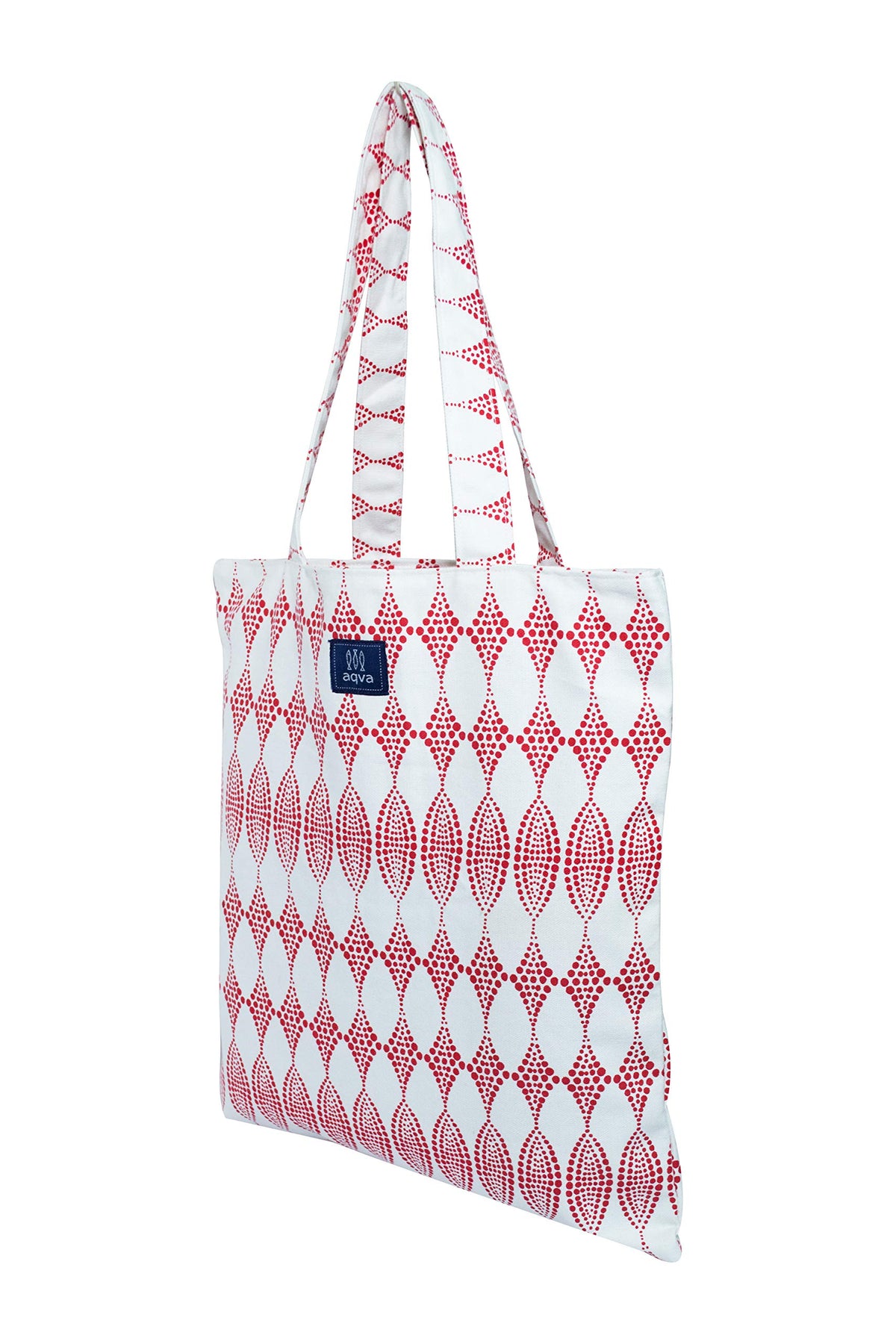 AQVA Printed Soft Cotton Canvas Tote Bag for Women | Trendy Stylish Multipurpose Handbag with Zipper | Shoulder Bag for Shopping, Grocery, Travel, Beach & Work | Ditto, Red