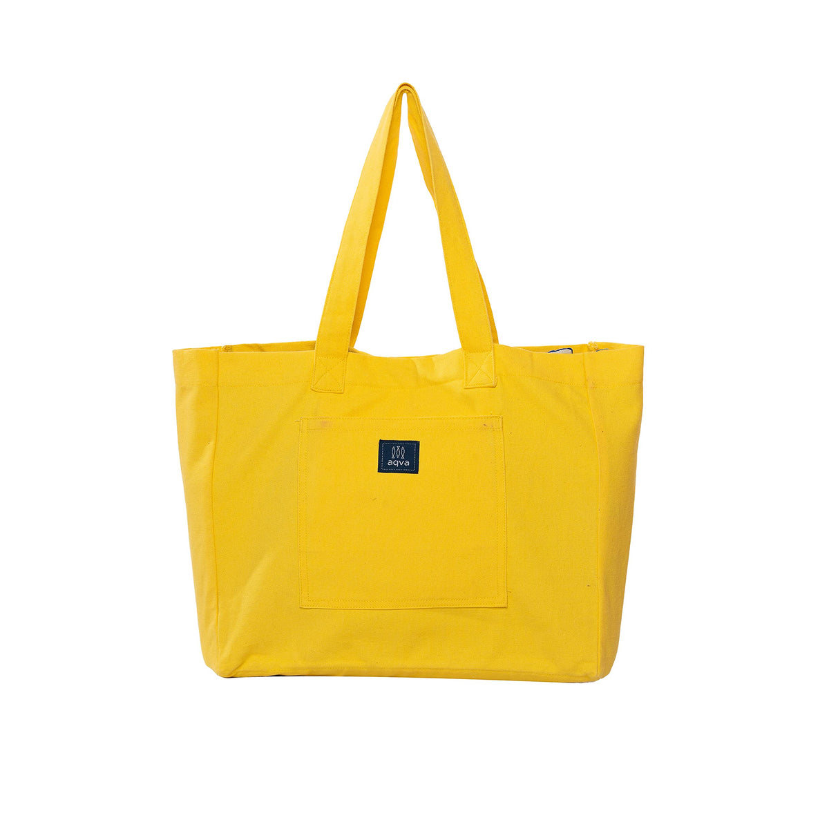 AQVA Cotton Canvas Tote Bag for Women & Girls | Shoulder Bag with Magnetic Button Closure & Solid Colour | Multipurpose Shopping, Travel, Beach, Office Bag | Good Gift Choice for Women (Light Yellow)