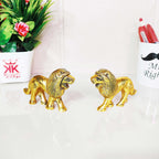 KridayKraft Metal Lion Pair in Fine Finishing & Decorative for Home/Office & Table (Gold, Standard), 11 cm , 5 cm