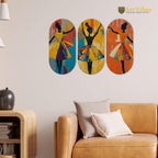 Artvibes Abstract Art Dancers Wooden Wall Hanging for Home Decor | Living Room | Wall Paintings | Wall Illustrations | Graphic Craft | Door Hanging Art Items | Gift Items (WH_9002N), Set of 3