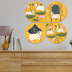 Artvibes Sacred Cow Pichwai Art Decorative Wall Hanging Ornaments | Printed Wall Decoration | Scenery For Drawing Room | Wall Illustrations | Artworks Hangings | Ideal Gifts (WH_8430N), Set of 4