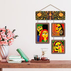 Artvibes Indian Ethnic Folk Art Couple Decorative Wall Hanging Ornaments | Living Room | Office | Cafe | Painting Wall Decor | Aesthetic Wooden Decor | Ethnic Wall Decor | Ideal Gifts (WH_6544N)