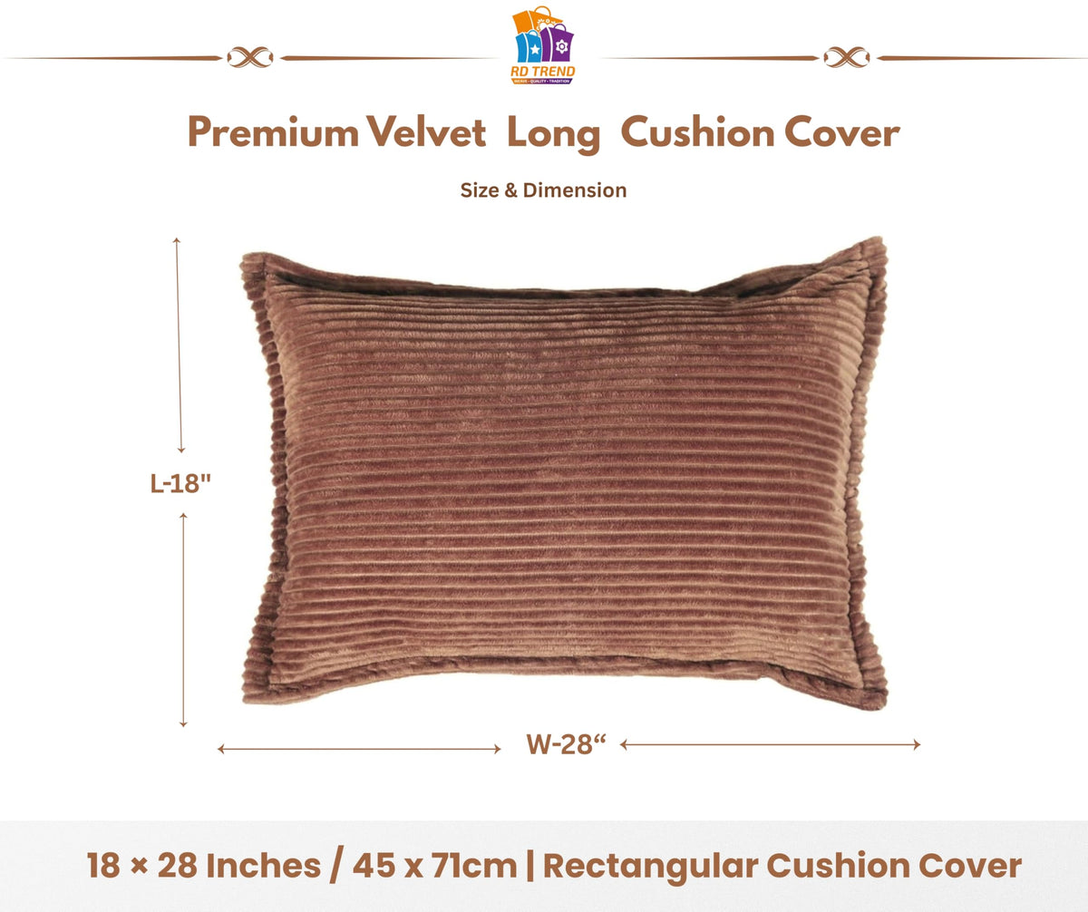 RD TREND® Corduroy Cushion Cover Set of 2, Striped Double Sided Decorative Throw Pillowcases for Sofa, Bed & Living Room Rectangular Long Cushion Covers 18x28 inches | Mustard