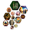 Artvibes Islamic Muslim Art Hexagon Shape MDF Wooden Wall Decor Items | Spiritual Decor Items | Islamic Decoration | Wall Illustrations| Stylish Modern Decor Item | Gift Items (WPS_202N), Set of 13