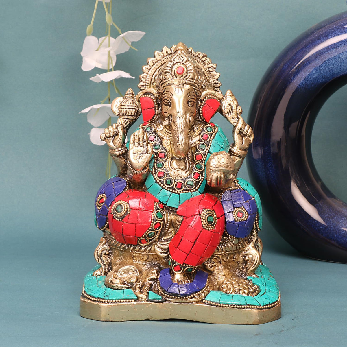 ARTVARKO Brass Ganesh Murti Ganesha Idol Ganpati Bhagwan Statue for Home Decor Puja and Gift Height 6.5 Inch