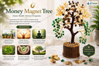 Jet Money Magnet Crystal Tree 10 Inch | Pyrite, Citrine, Green Aventurine & Tiger Eye Gemstone Tree for Home, Office & Desk Décor