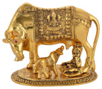 RCI Handicrafts White Metal Kamdhenu Cow, Calf and Krishna Figurine - (20 x 14 x 18 cm, Gold)