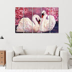 VIBECRAFTS Beautiful Swans 5 Pieces Canvas Wall Painting For Home | Office | Living Room | Gift (PTVC5Pcs4_8514)