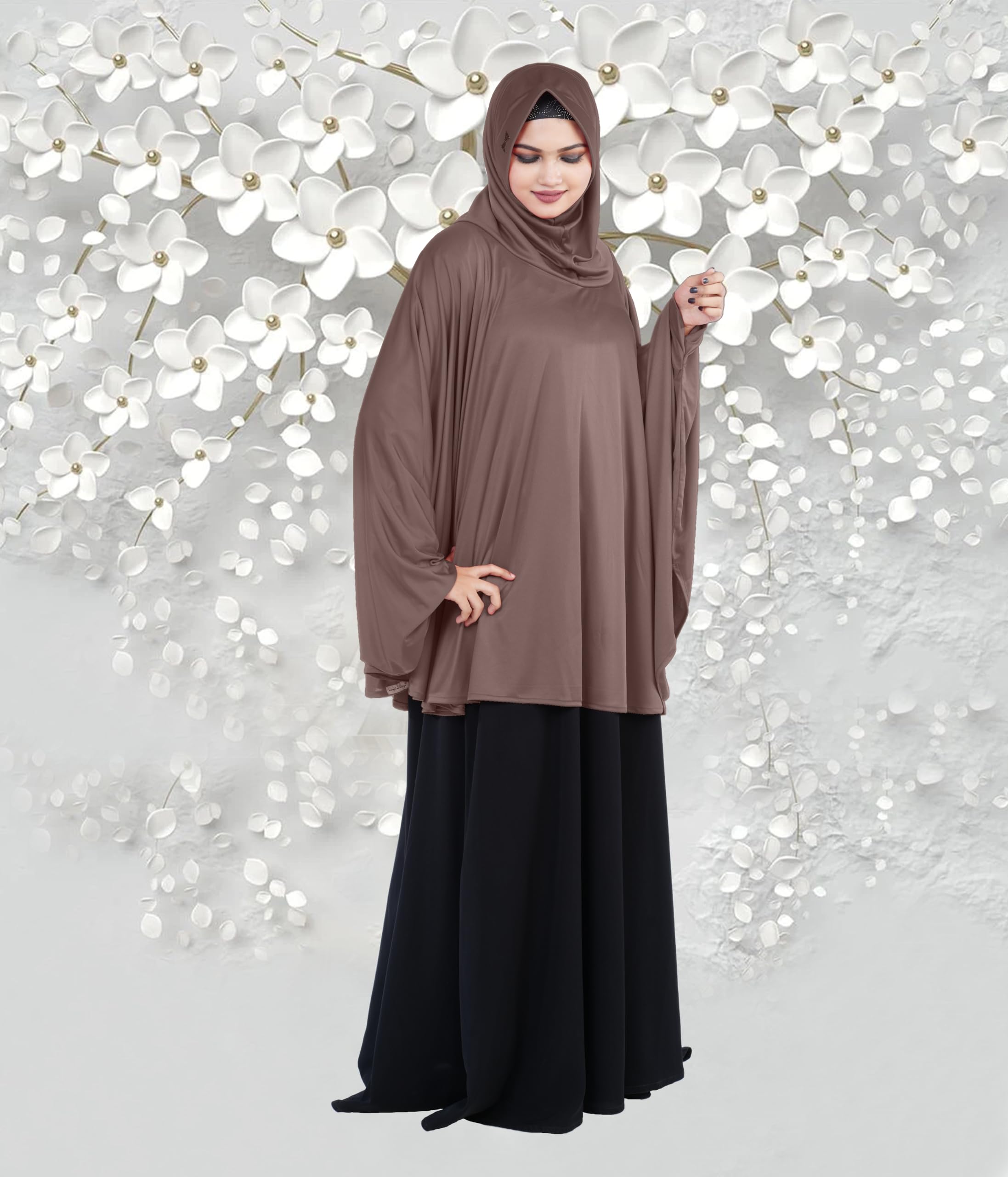 Mehar Hijab's Modest Women's Stylish Instant Sleeve Hijab Solid Polycotton Feel Good Fabric HANANA Sleeve Hijab Free Size (Formal Grey)