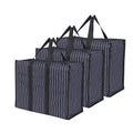 DOUBLE R BAGS Big Eco Cotton Canvas Shopping Bag | Navy Jhola Bag for Milk, Grocery, Fruits & Vegetables | Reinforced Handles | 43×21×35.5 cm | 1 Compartment Kitchen Essential (Pack of 3)