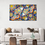 VIBECRAFTS Beautiful Indian Folk Art 5 Pieces Canvas Wall Painting For Home | Office | Living Room | Gift (PTVC5Pcs4_8533)