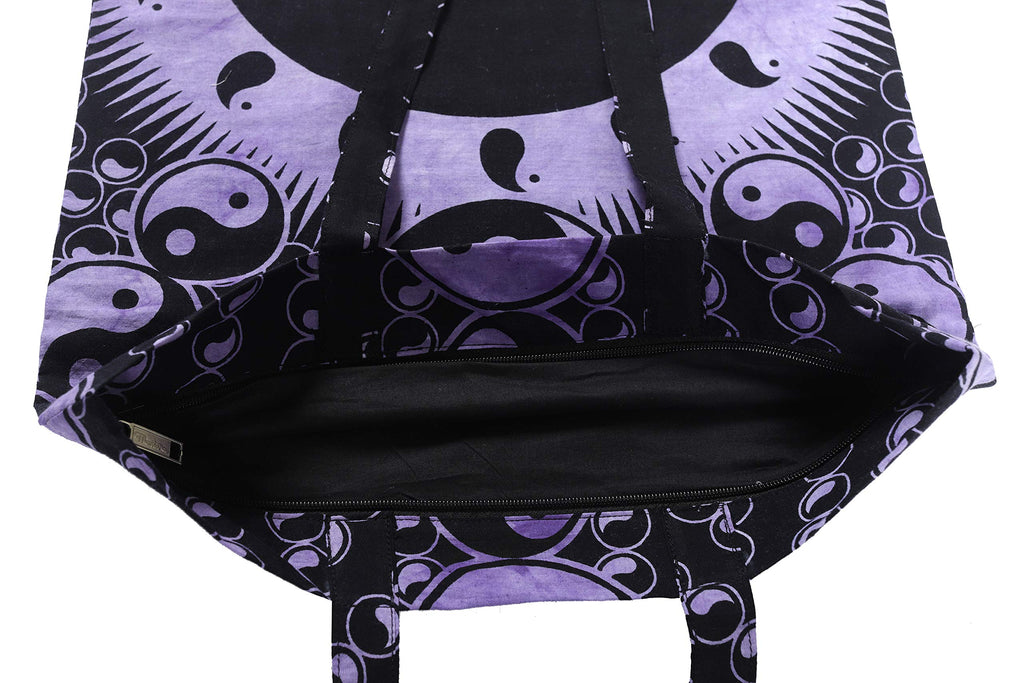 Ravaiyaa - Attitude is everything Cotton Shopping Bag Purse Bags Women Tote Shoulder Handbag (Purple Yin Yang Bag - 4)