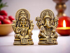 KridayKraft Metal Laxmi & Ganesh Idol Pair – Gold-Finish Mini Statues (7.5 cm × 4 cm Each), 160 g – Auspicious Home Puja Decor & Diwali Gift