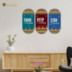 Artvibes Stay Humble Positive Quotes Printed Wooden Wall Hanger for Home | Office | Living Room | Gift | Modern Decoration Items | Kitchen Wall Decor | Artworks (WH_9004N), Set of 3