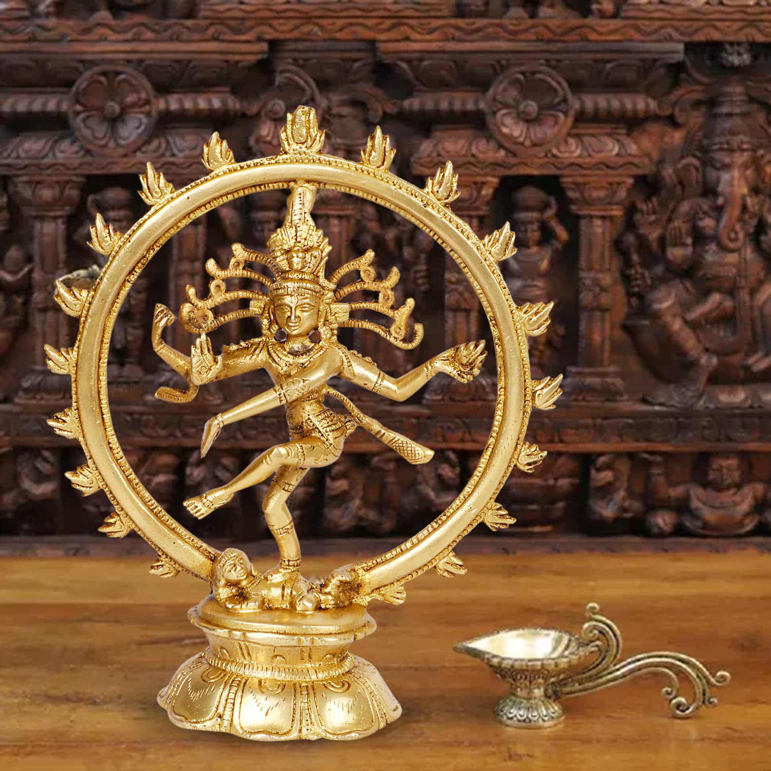 ARTVARKO Brass Natraja Statue Idol of Lord Shiva Ji Dancing Natraj Murti for Temple Mandir Home Décor 8 Inches