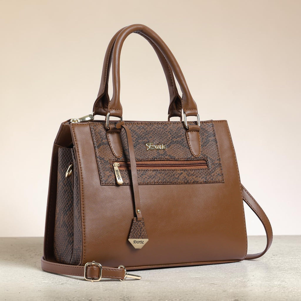 EXOTIC Urban Grace Handbag with Snake Print Panel
