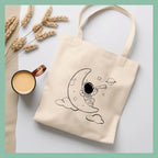 The Purple Tree Nova Astronaut Moon Cotton Tote Bag For Women - Eco Friendly Reusable Shopping & College Bag (Pack Of 1)